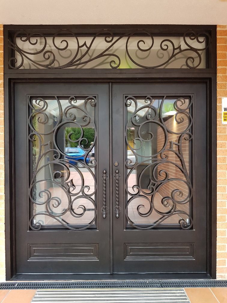 Iron Doors with Sidelights Transoms
