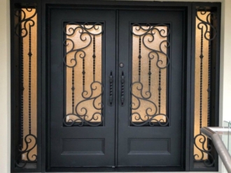 Iron Doors with Sidelights Transoms