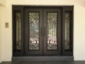 Iron Doors with Sidelights Transoms