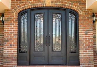 Iron Doors with Sidelights Transoms