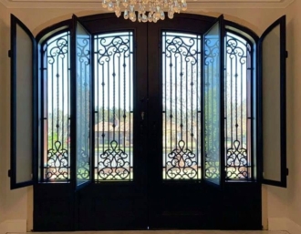 Iron Doors with Sidelights Transoms