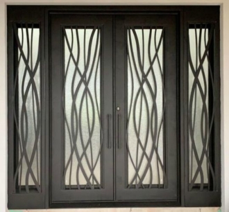 Iron Doors with Sidelights Transoms