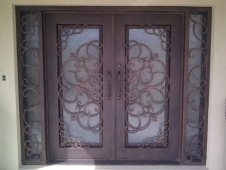 Iron Doors with Sidelights Transoms