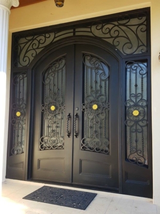 Iron Doors with Sidelights Transoms