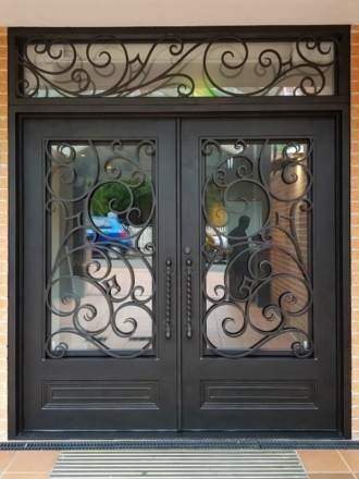 Iron Doors with Sidelights Transoms