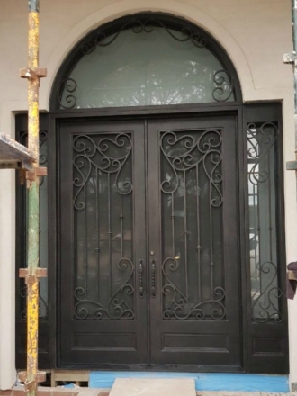 Iron Doors with Sidelights Transoms